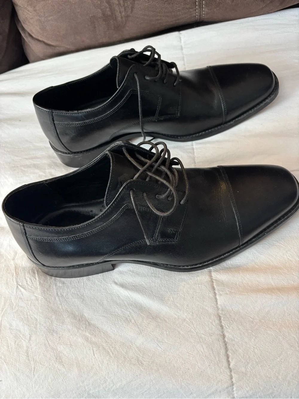 J. Murphy Black Leather Cap-Toe Oxford - Men's Dress Shoes